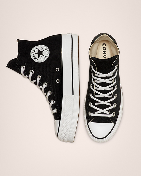 black hi top platform converse